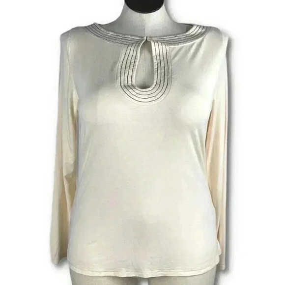 Strazzi Womens top size XL cream keyhole neck - Picture 1 of 10